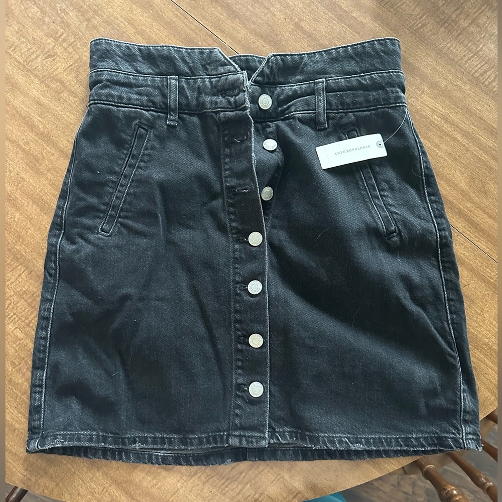 Anthropologie Black Denim Skirt NWT